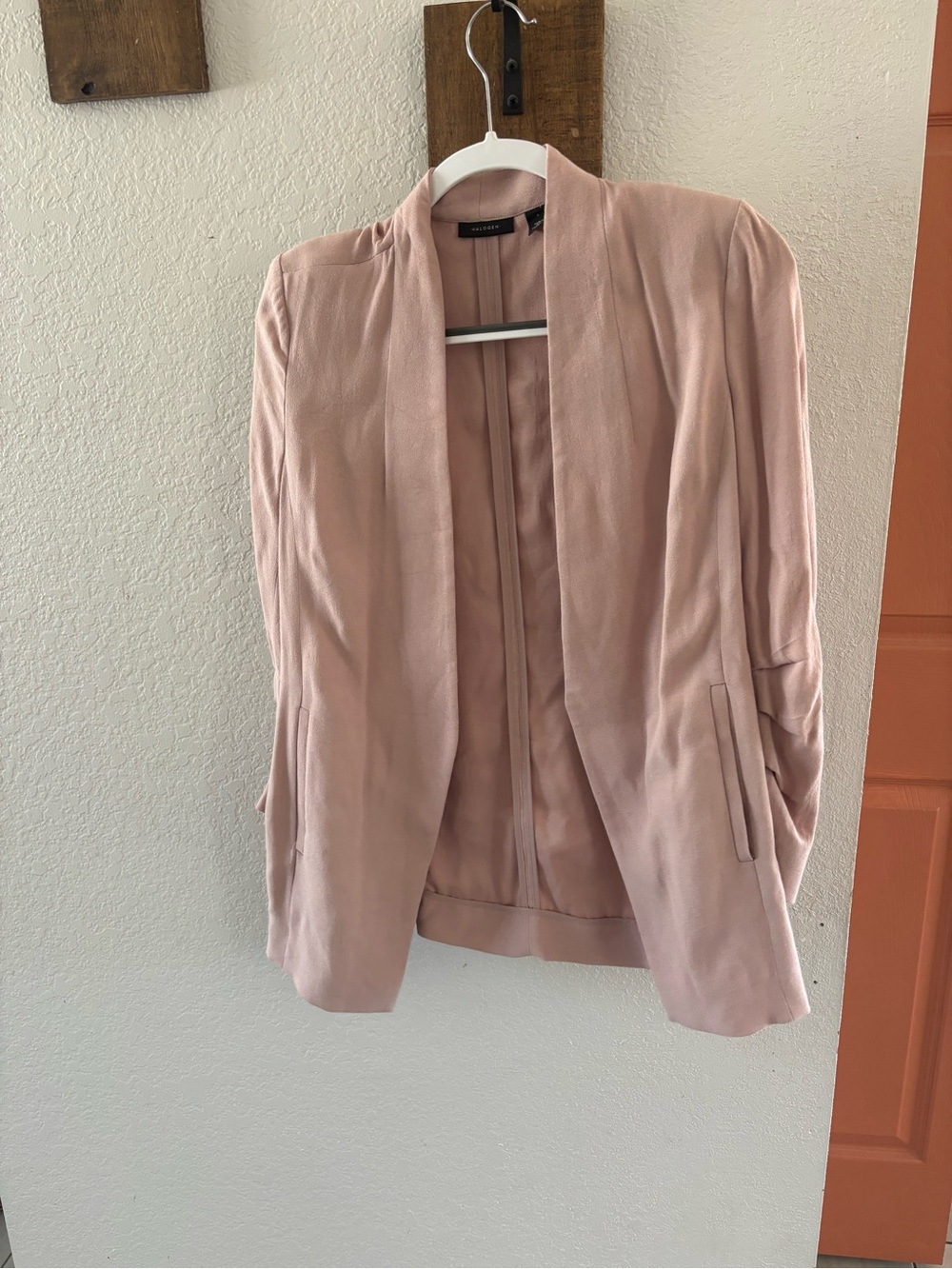 Halogen Blush Pink Open-Front Draped Blazer
